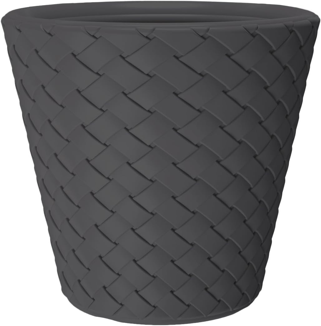 Kreher XXL Pflanzkübel mit 60 cm Durchmesser und 59 cm Höhe! Aus Kunststoff in Anthrazit in moderner Flecht-Optik. Als XXL Topf für Bäumchen, Gräser oder als Mini-Teich für Garten und Terrasse!