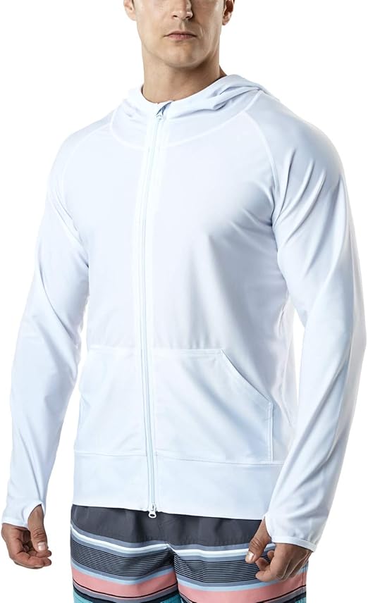 TSLA Men's UPF 50+ Long Sleeve Sun Protection Hoodie, Zip Front Performance UV/SPF