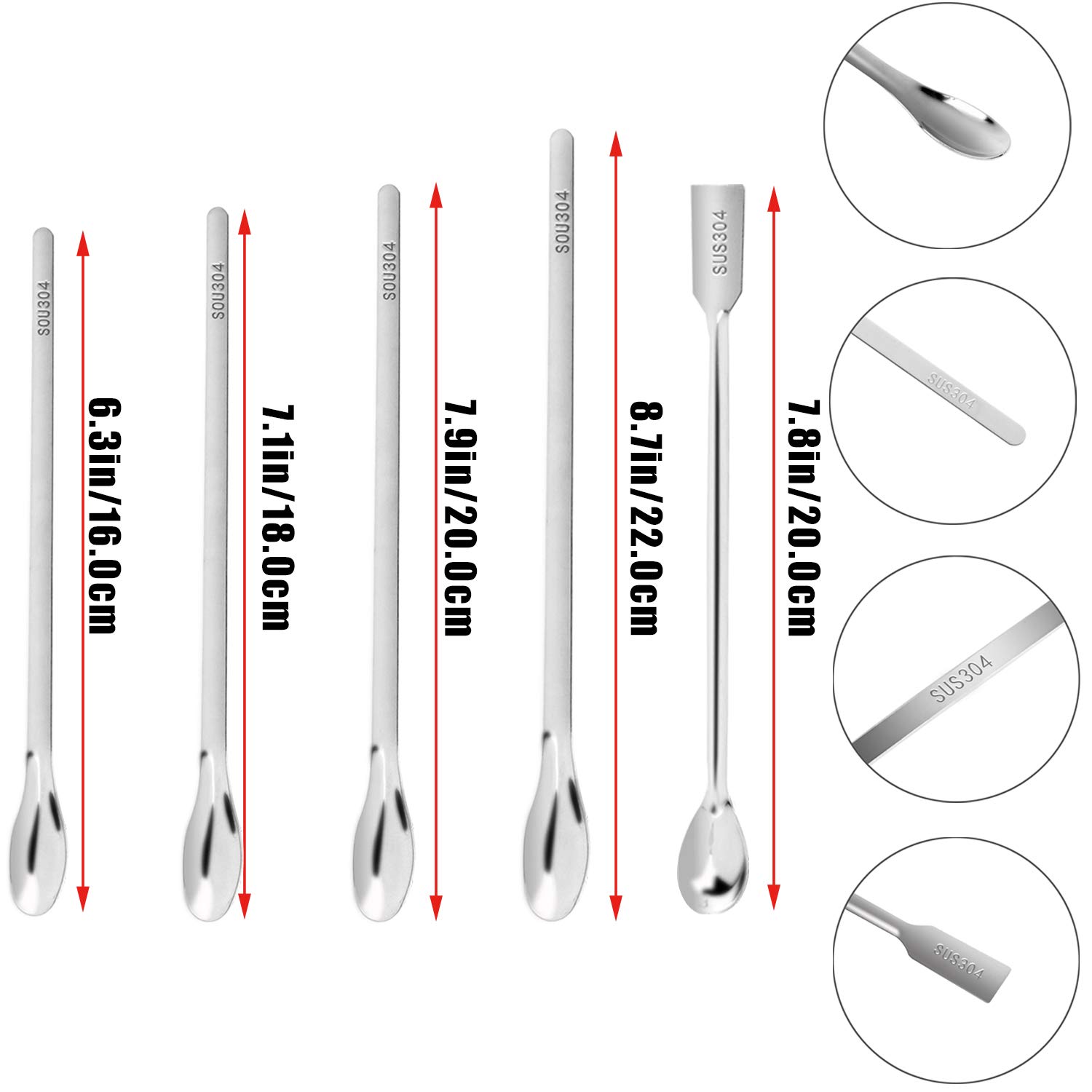 21 Pieces Stainless Steel Lab Spatula Micro Scoop Laboratory Sampling