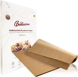 Baklicious 220 pcs Parchment Paper Sheets 9x13/12x16 Unbleached Parchment Paper for Baking(12x16 inch)