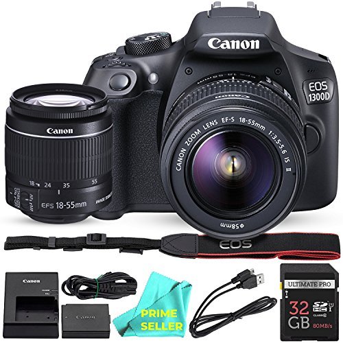 Canon EOS T6 / 1300D with EF-S 18-55mm 18.7MP CMOS 5184 x 3456 Pixels (Black) + 32GB SD Card + PRIME SELLER Camera Cleaning Cloth