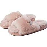 Dearfoams Women's Fireside Cairns Shearling Easy on/Off Slide Sandal Slipper