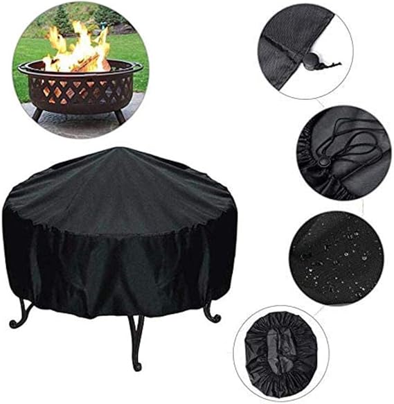 WANNA.ME Round Fire Pit Cover, Heavy Duty Premium Large Waterproof Fire