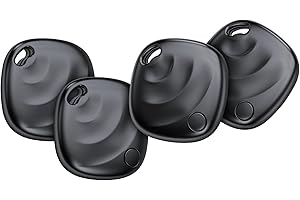 HOXE Air Tracker Tags-4 Pack, Smart Bluetooth Tracker Works with Apple Find My (iOS Only), Tracking Tag with Lanyard, Item Finder for Luggage, Key, Suitcases, Replaceable Battery(Not for Android Devices)