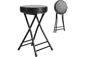 H HOMEWINS Cushioned Padded Folding Stool,23.6-Inch Counter Height Bar Stool,Portable Folding Stool with Handle for Fishing Hiking Gardening Travel BBQ