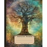 Composition Notebook. Oak tree: Vintage mystical fairy woodland nature theme. Aesthetic journal for school.