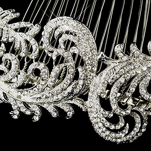 Laurie Antique Style Clear Rhinestone & Floral Fabric Side Comb