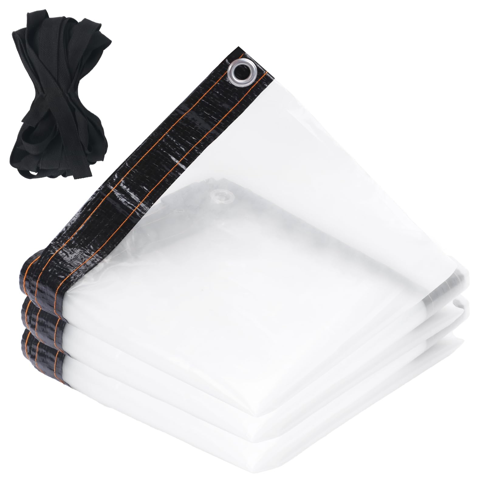 KJLEEN 2M x 3M Clear Tarpaulin Waterproof Heavy Duty Transparent Tarpaulin Clear Sheet Waterproof Cover Tarp with Eyelets and Rope for Home Garden Outdoor Gazebo Greenhouse Chicken Rabbit Hutch