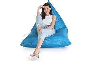 SATTVA CLASSY.ELEGANT.STYLISH SATTVA 5ft Triangle Bean Bag for Adults - Big Bean Bag Covers Only (No Filling), Love Sack Bean Bag Oversized, All Weather Water Resistant Ultra Soft Zipper, for Dorm & Family Room (Blue)