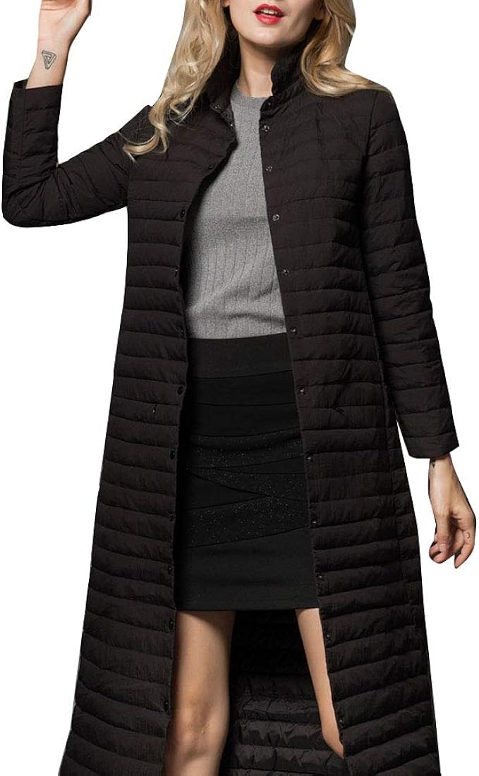DaiHan Women Solid Color Extra Long Lightweight Down Jacket Packable