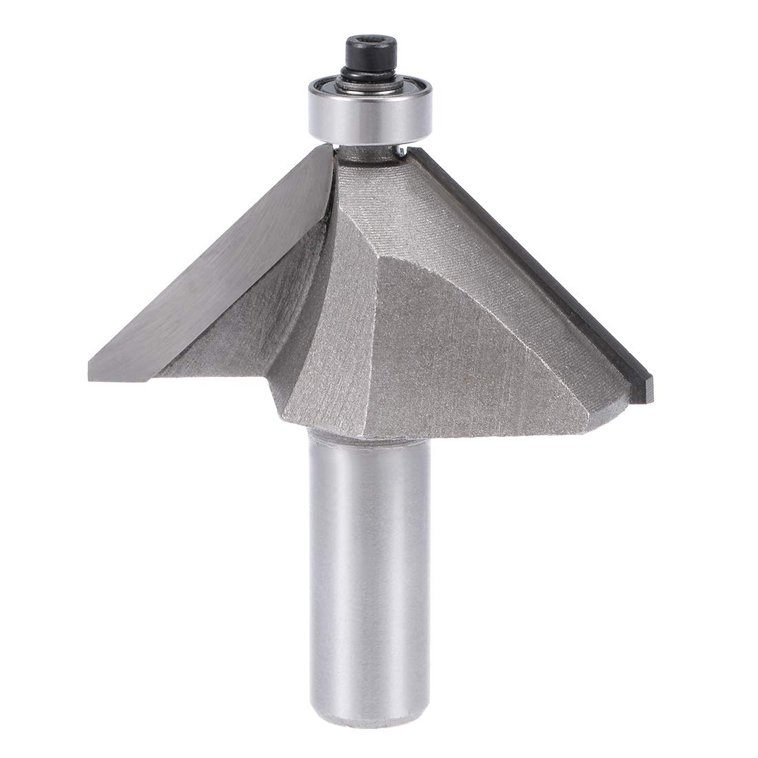 sourcing map Chamfer Router Bit 45 Degree 1/2" Shank 1-1/20" Cutting Height Edge Forming Router Bit for Woodworking
