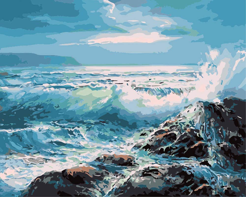 DIY Malen nach Zahlen für Erwachsene Junior Kinder, ABEUTY Welle Meer