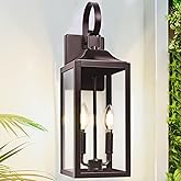 Yolsunes 19" Oil Rubbed Bronze Outdoor Wall Lantern 2-Light, Large Modern Wall Sconce Light Fixture, Brown Porch Light with G