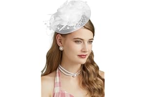 Cizoe Fascinators Hats for Womens 50s Headwear with Veil Flower Cocktail Wedding Tea Party Church Derby Hat