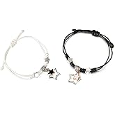 GIGB PBDK Couple Matching Star Bracelet, Adjustable Drawstring Friendship Bestie Woven Rope Bracelet, Handmade Anniversary Valentine's Day Jewelry Gift