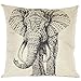 Cute Grey Elephant Cotton Linen Decorative Throw Pillow Case Cushion Cover 18 