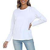 LOVFEE Women's Basic Crewneck Tee Long Sleeve Cotton Tops Loose Fit T-Shirt