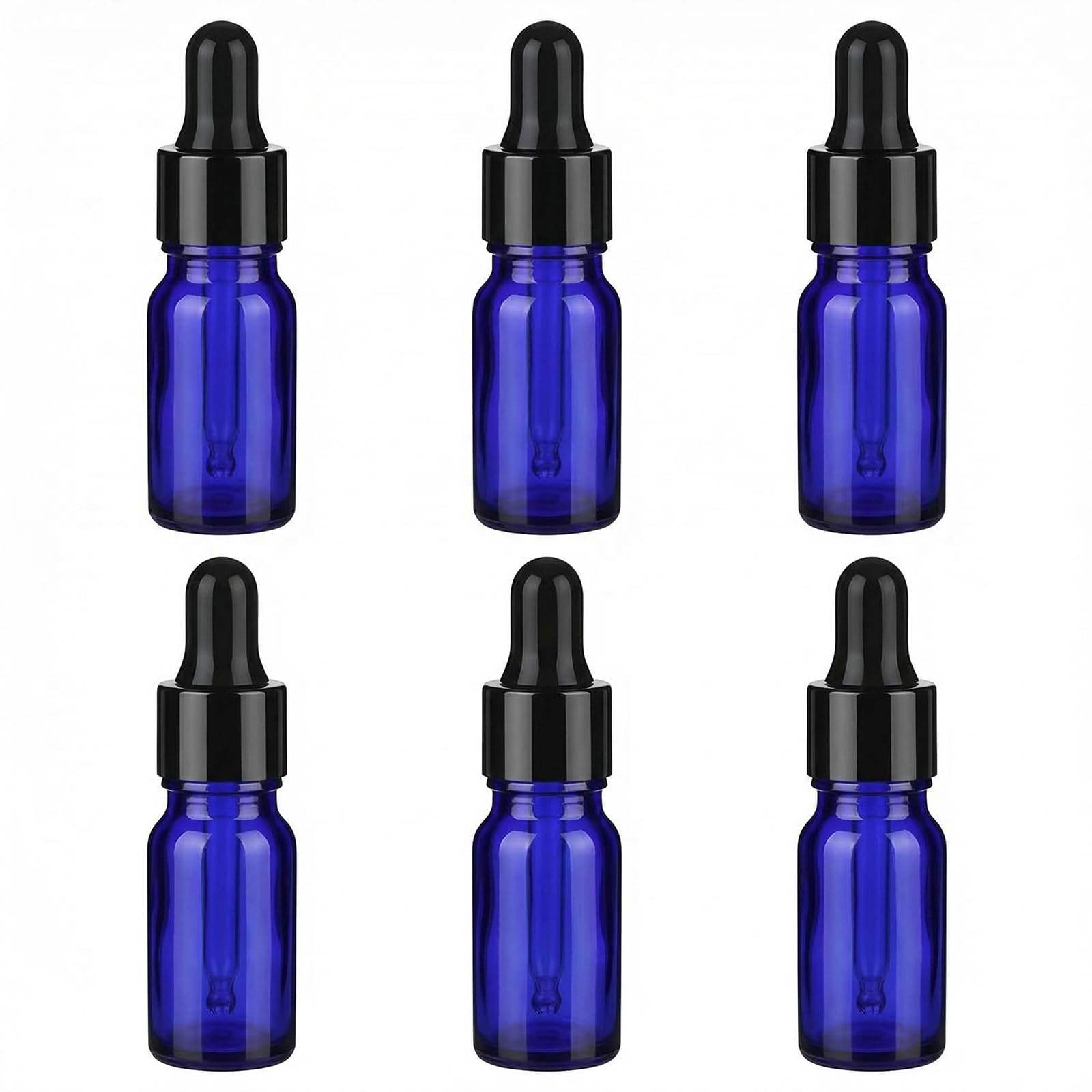 Ericotry 6PCS Glass Droppers for Essential Oils Portable Travel Blue Empty Refillable Glass Bottles Essential Oil Perfume Liquid Containers Bottles with Head Droppers (5ML)