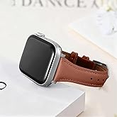 Slim Genuine Nappa Leather Bands Compatible with Apple Watch Band 38mm 40mm 41mm 42mm 44mm 45mm 46mm Women, Sweatproof Ultra Soft Leather Replacement Straps for iWatch Ultra/SE/1/2/3/4/5/6/7/8/9/10/11