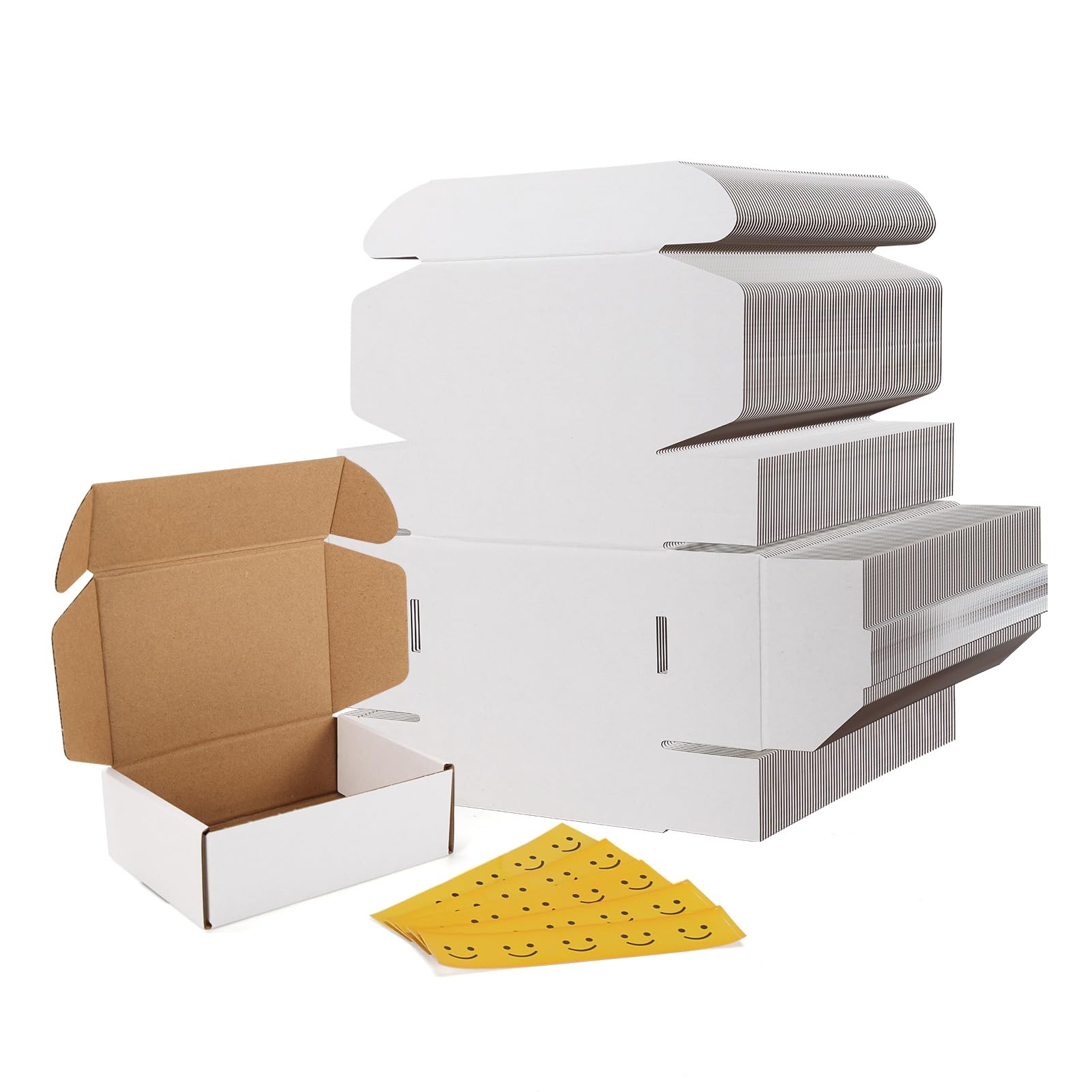 Photo 1 of RLAVBL 75 Pack 6x4x2 Small Shipping Boxes, White Corrugated Cardboard Mailer Box for Packing, Mailing, Business