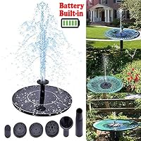 FashionSun Solar Free Bird Bath Fountain Water Pump with Battery Built-in, Works in NOT Direct Sunlight