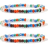 Opalencian 3PCS/set Colorful Beads Elastic Bracelet for Women,Dainty Candy Bead Bracelets Charm Beaded Handmade Fashion Jewelry Gifts