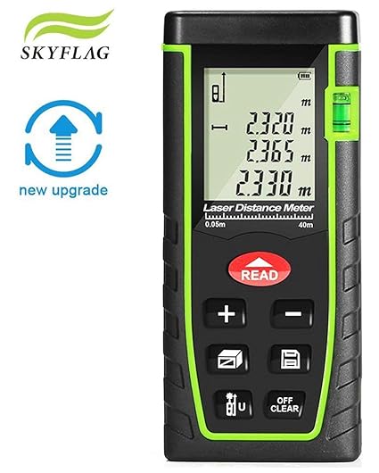 SkyFlag Digital Laser Range Finder Distance Measuring Meter for Construction Fabrication Calculation of Length/Area/Volume