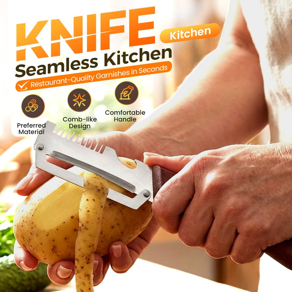 Sparschäler, 2026 Neu Multifunktionaler Gemüseschäler für Die Küche, 3 in 1 Edelstahl Gemüseschäler Mit Schredderfunktion, Kartoffelschäler mit Flaschenöffner, Universalschäler für Tomaten Obst (2PC) 2