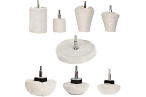 ANAHAF Buffing Wheel for Drill,8 pcs Buffing Pad Polishing Wheel Kits,Wheel Shaped Polishing Tool for Metal Aluminum,Stainless Steel,Chrome,Jewelry,Wood,Car,Ceramic,Glass,etc