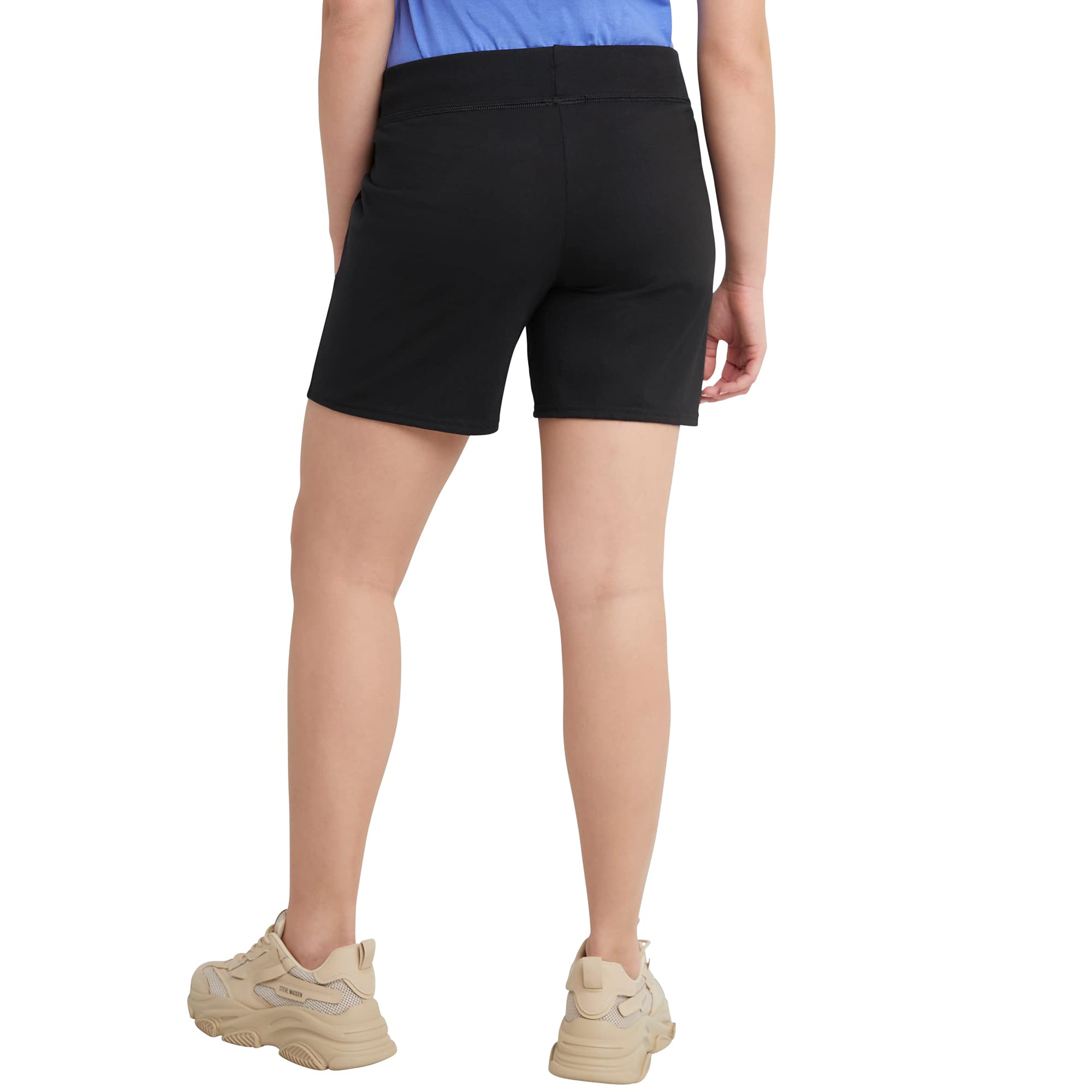 Hanes Women's Jersey Pocket Shorts, Drawstring Cotton Jersey Shorts, 7