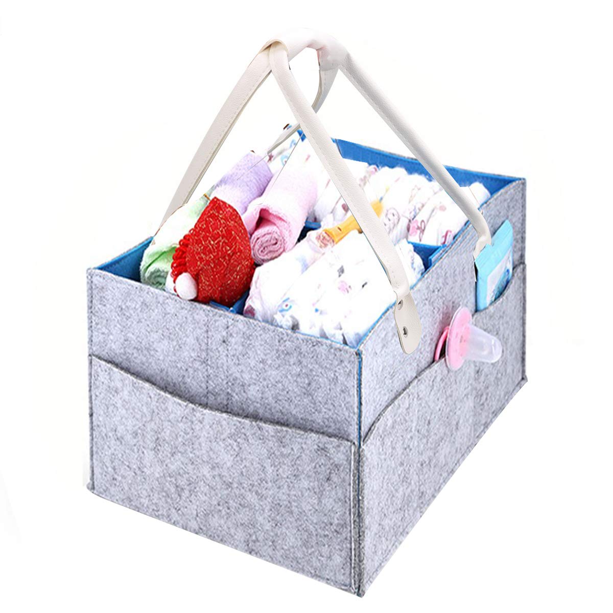 SbuyCoo Baby Diaper Caddy Organizer, Nursery Diaper Storage Bin, Wipes, and Toys, Newborn Registry Must Have, Large Portable Bin for Nursery Room