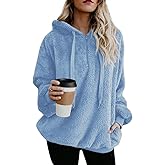 Century Star Womens Fuzzy Hoodies Pullover Sport Hoodie Cozy Oversized Pockets Hooded Sweatshirt Athletic Fleece Hoodies
