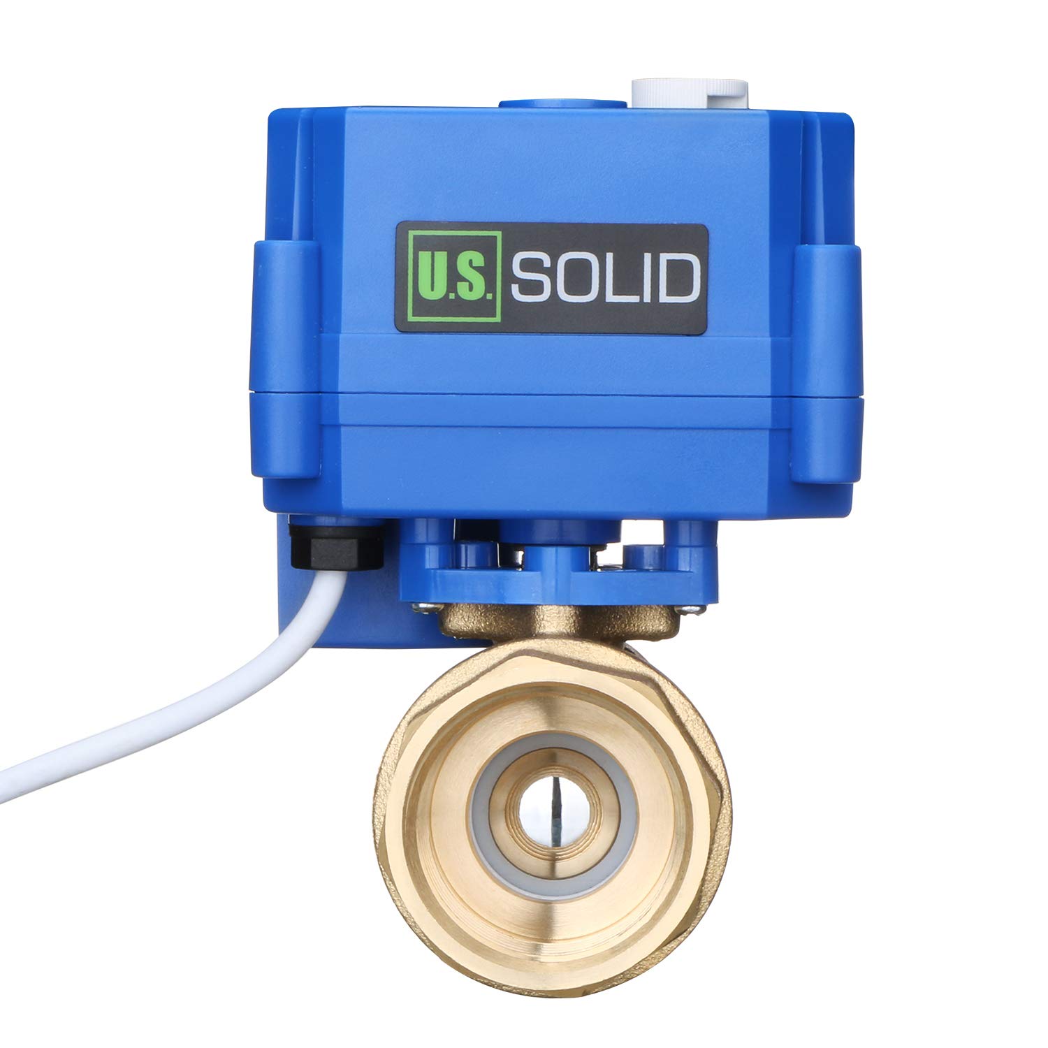 U.S. Solid Motorized Ball Valve- 1" Brass Ball Valve with Manual Function, Standard Port, 9-24V AC/DC and 2 Wire Auto Return Setup