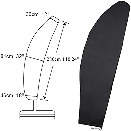 ESSORT パラソルカバー 210D 伸縮ロッド付き 傘カバー 屋外パラソル用 梅雨対応 四季通用 ブラック 片持ち傘に