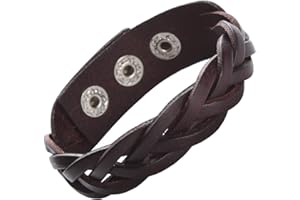 CCBFY Genuine Leather Bracelet Braided Sporty Wide Wristband Punk Jewelry for Men Women