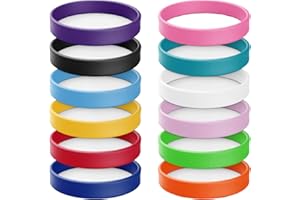 OTURGC 12 Wholesale Rubber Silicone Bracelets Solid Color Silicone Wristbands Colored Rubber Stretch Bracelets for Women Men Teen Gifts (12 Color Mixed)
