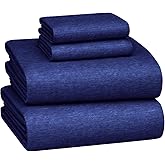 Briarwood Home® Heather Flannel Sheet Set, 100% Natural Cotton, Soft, Warm & Deep Pocket, Advanced Nano-Tech Making it Resistance to Pilling; Brushed 6 Times for Softness (Navy Blue, Queen)