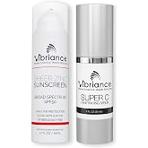 Vibriance Simple Skincare Essentials Bundle | Super C Vitamin Serum, Sheer Zinc Sunscreen SPF 50 Skin Care Set - Nourish, Protect, Illuminate