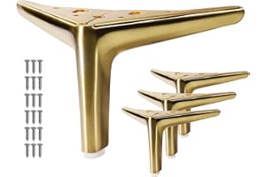 VEHCIL 5-inch Brushed Gold Furniture Legs, Legs for Furniture Set of 4 Modern Furniture Feet Metal Table Legs for Cabinet Sofa Couch Chair Bed Dresser Wardrobe Risers DIY Replacement