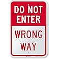SmartSign 18 x 12 inch “Do Not Enter - Wrong Way” Metal Sign, 63 mil Aluminum, 3M Laminated Engineer Grade Reflective Material, Red and White, Made in USA