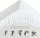 Bedsure Super King Fitted Sheet Deep Pocket 16 Inches 180x200 White view 5