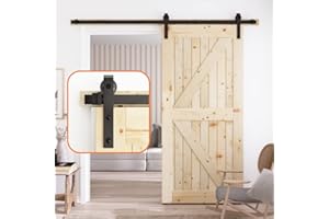SKYSEN 6FT Sliding barn Door Hardware kit, Barn Door Track, 1/4” Thick Material- Combination Track- Smooth and Quiet- Easy to Install- Black (J Shape-5)