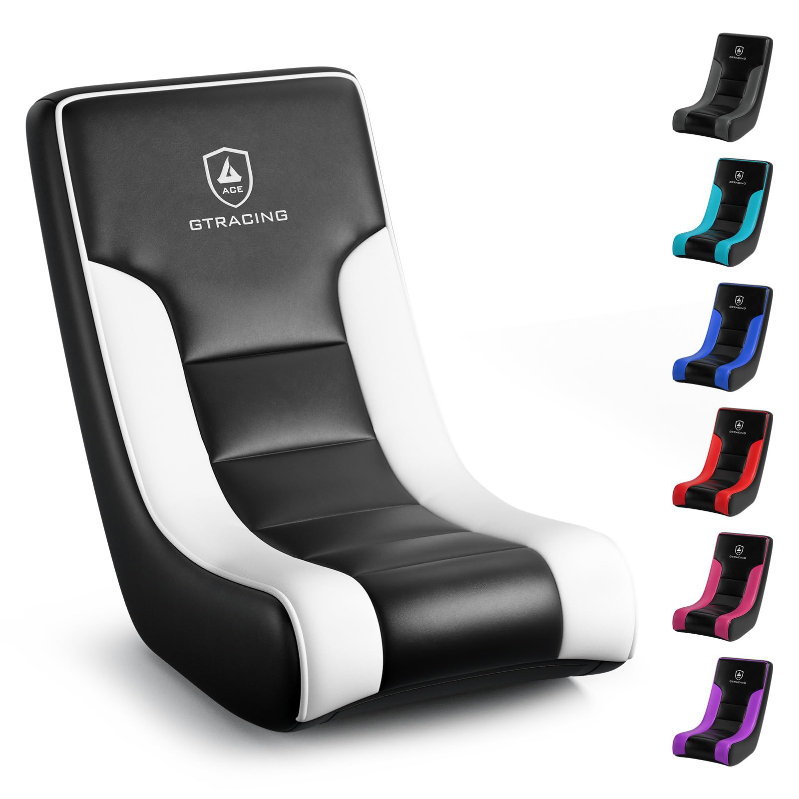 Photo 1 of GTRACING Floor Rocking Gaming Chair – Game Floor Rocker Chairs with Angle Limiter, Gamer Rolling Floor Seat, Compact Lightweight, White