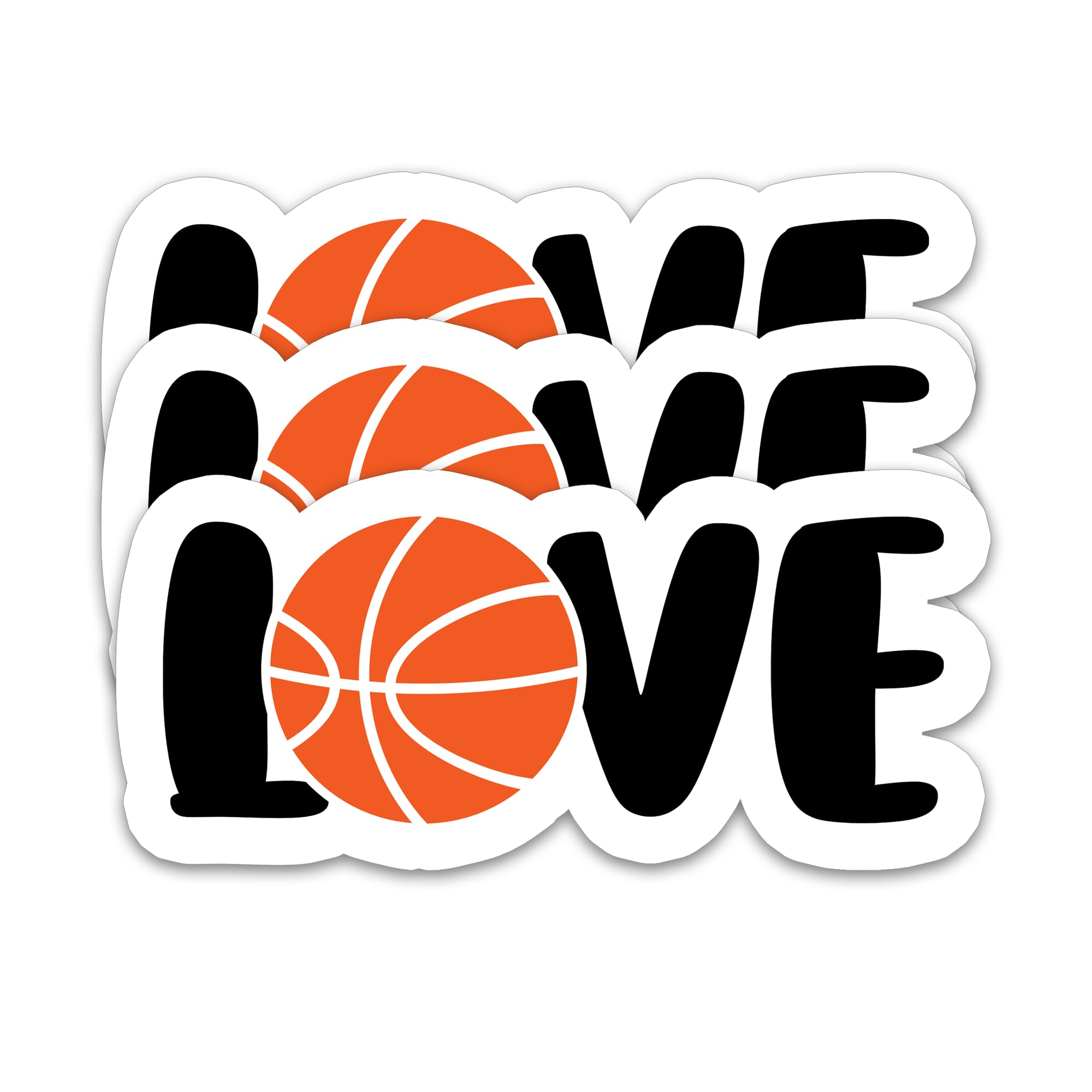 Photo 1 of (3Pcs) Love Basketball Sticker Basketball Heart Sticker Basketball Accessories Basketball Lover Basketball Decals, Waterproof Vinyl Decal for Book Laptop Phone Tumbler Water Bottle, 3" x 1.4"