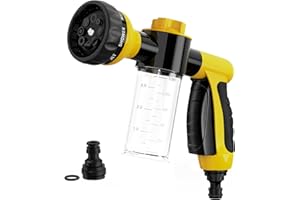 OUTWAY Garden Hose Nozzle, High Pressure Spray Gun Nozzle, 8 Spray Patterns for Watering Plants, Lawn, Patio, Cleaning, Showering Pet with 3.5oz/100cc Soap Dispenser Bottle