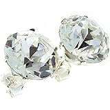 pewterhooter 11mm 925 Sterling Silver stud earrings for women made with Diamond White crystal from Swarovski®. Luxury white jewellery box. Hypoallergenic & Nickel Free Jewellery for Sensitive Ears