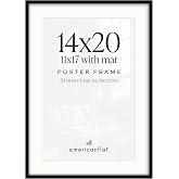 Americanflat 14x20 Poster Frame - Matted to 11x17 - Slim Molding - Black | Polished plexiglass front, hangs vertical or horizontal, sawtooth hangers included, secure turn-tab backing