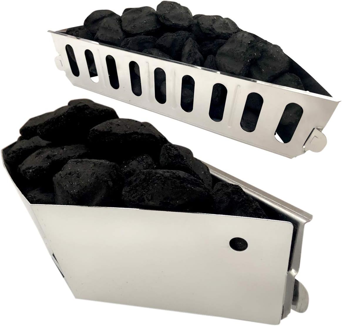 Stainless Steel Charcoal Basket- BBQ Grilling Accessories for Grills and 22” Kettles- Heavy Duty Char-Basket for Briquette, Wood Chips- Charcoal Grill Accessories (Set of 2) : Garden & Outdoor