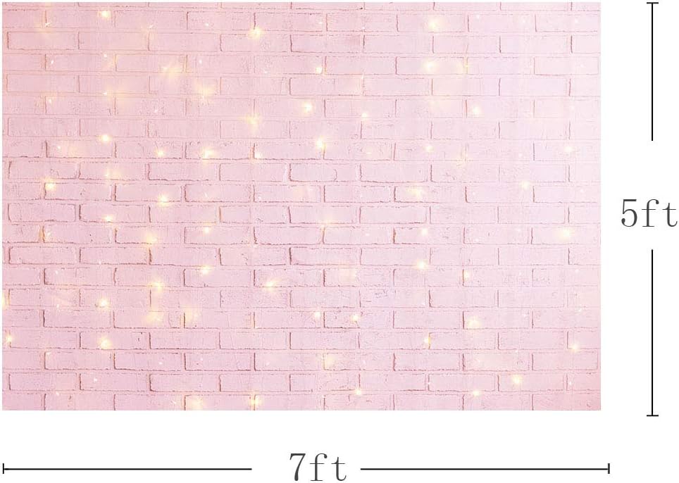 MEHOFOND 7x5ft Glitter Gold Retro Pink Brick Wall Birthday Party Decoration Pink Girl Baby Shower Wedding Party Decorations Photo Studio Background Banner Portrait Photography Backdrops Props - Image 5