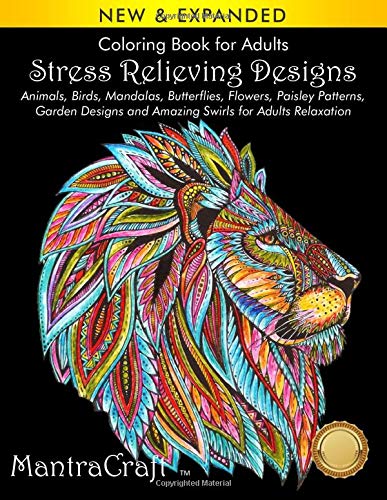 Coloring Book for Adults: Stress Relieving Designs: Animals, Birds, Mandalas, Butterflies, Flowers, by MantraCraft, Mantra Craft Coloring Books